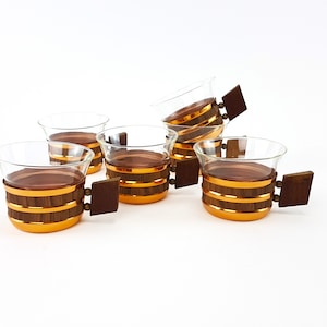 6 verres à thé vintage/ tasses à thé/ Service à thé des années 50/60 service à thé cuivre Mid Century thé vaisselle Boho