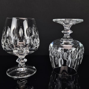2 Mid Century Cognac / Brandy Lead Crystal Glasses  Vintage Rockabilly
