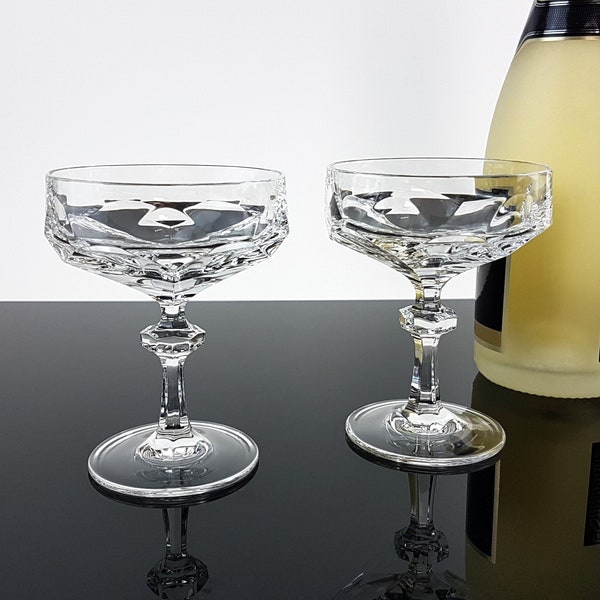 2 edle Vintage Sektschalen aus Kristall 70-er Jahre Bleikristall Boho Retro Nachtmann Kristallgläser Champagner