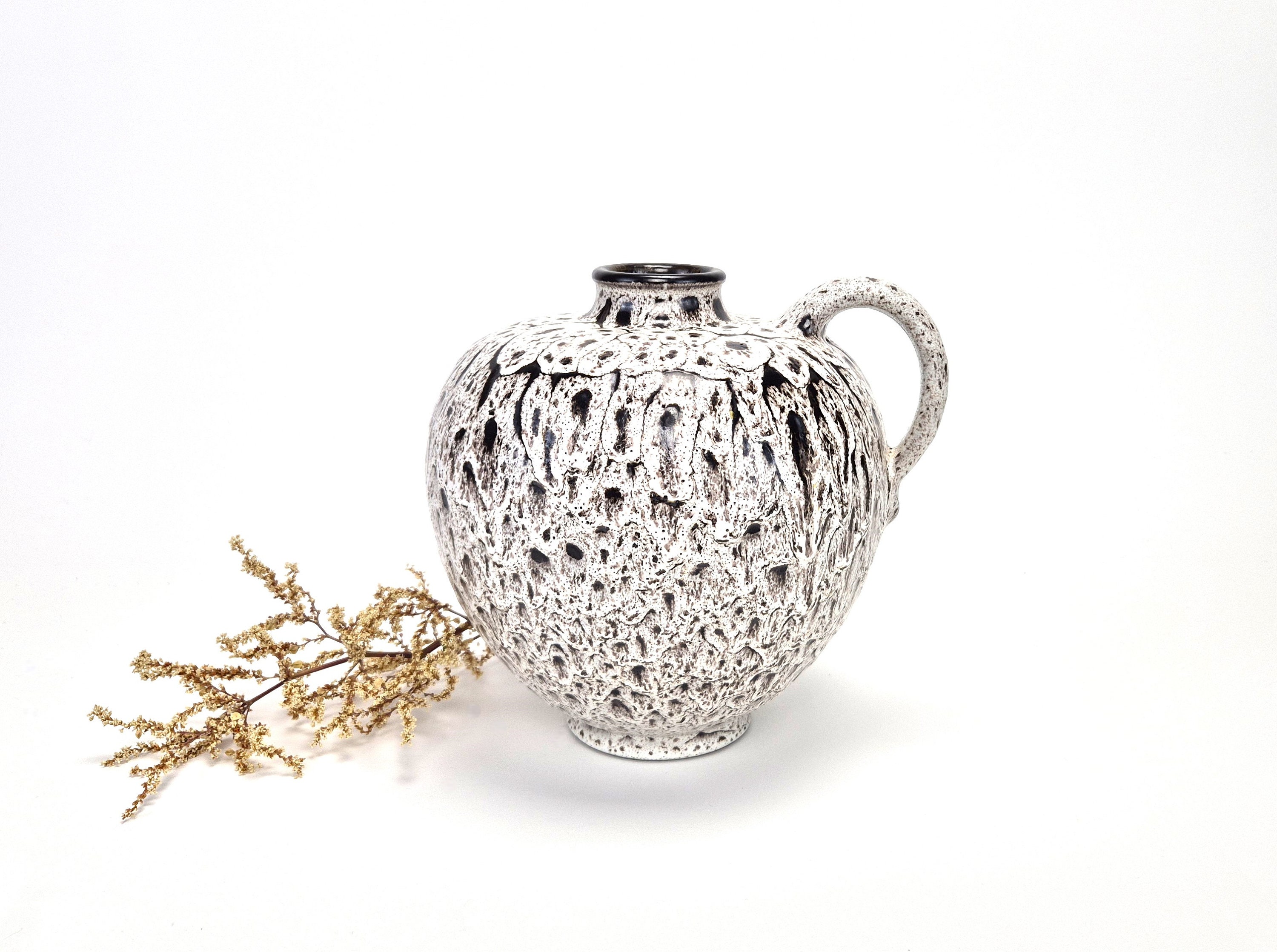 大型ミッドセンチュリー花瓶フラワーベースセラミック製ヴィンテージ