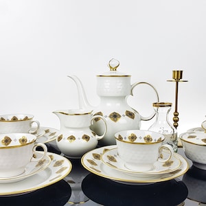 Vintage coffee service for 6 people made of porcelain GDR Mid Century 60s/ 70s Gold