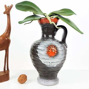 Large Bay Vase Flower Vase in Ceramic Mid Century Vintage West Germany 50&#39;s Boho
