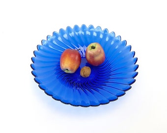 Arcoroc bowl confectionery bowl fruit bowl made of glass France vintage deco home decor ibkas 80/90s cobalt blue