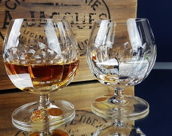 2 vintage large cognac / brandy glasses noble bar cognac snifter 70s