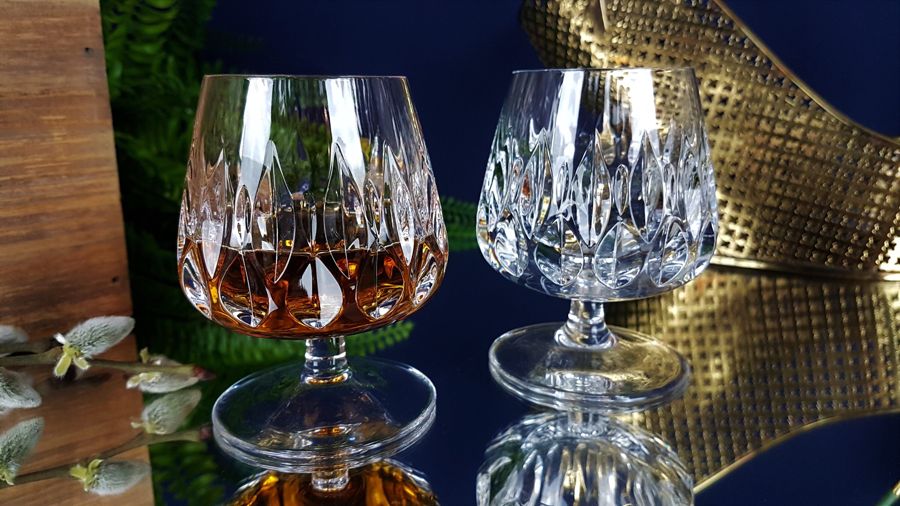 2 noble mid century crystal cognac / brandy glasses noble Etsy