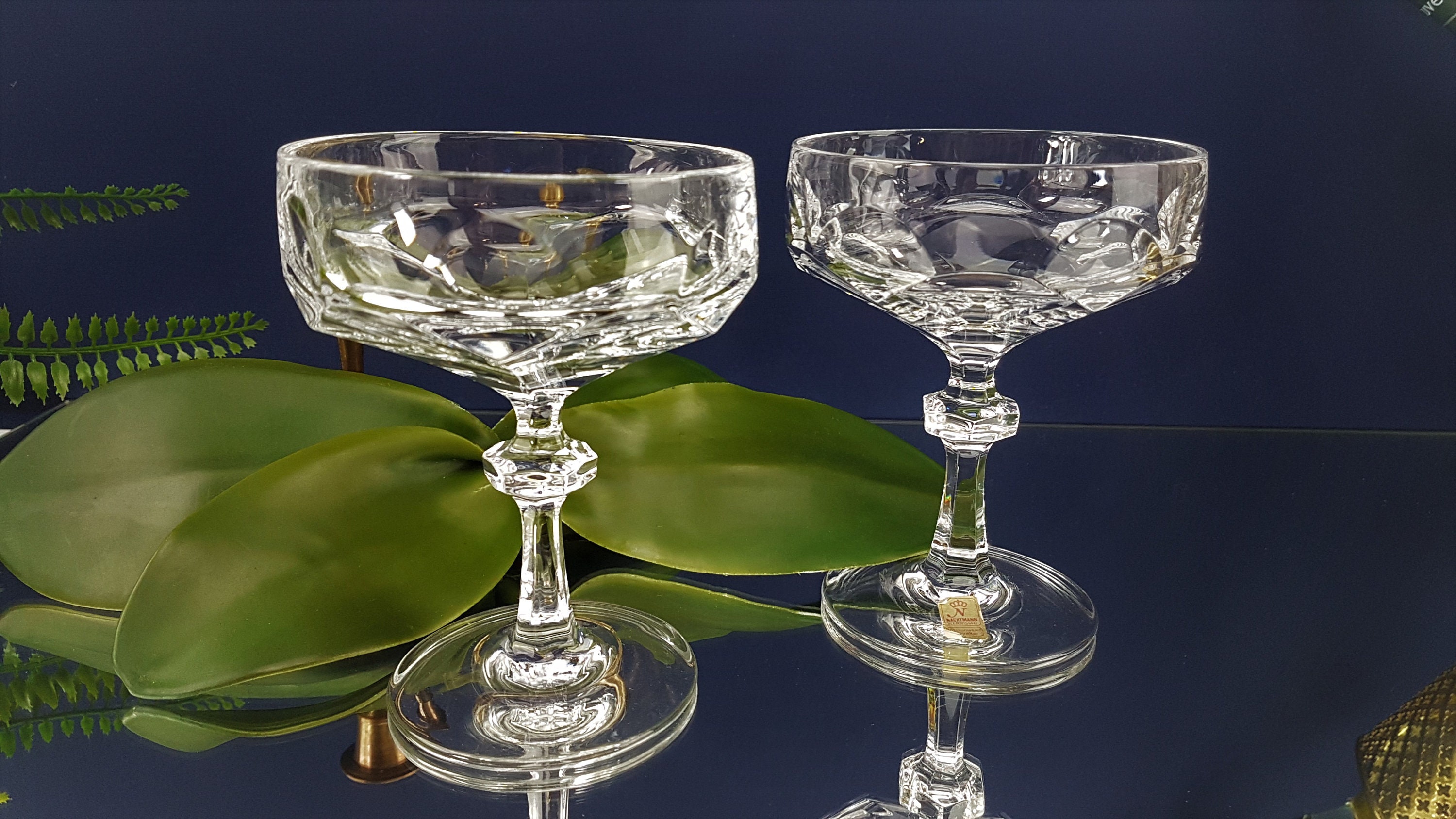 2 noble vintage Champagne glasses made of crystal 70s lead Etsy