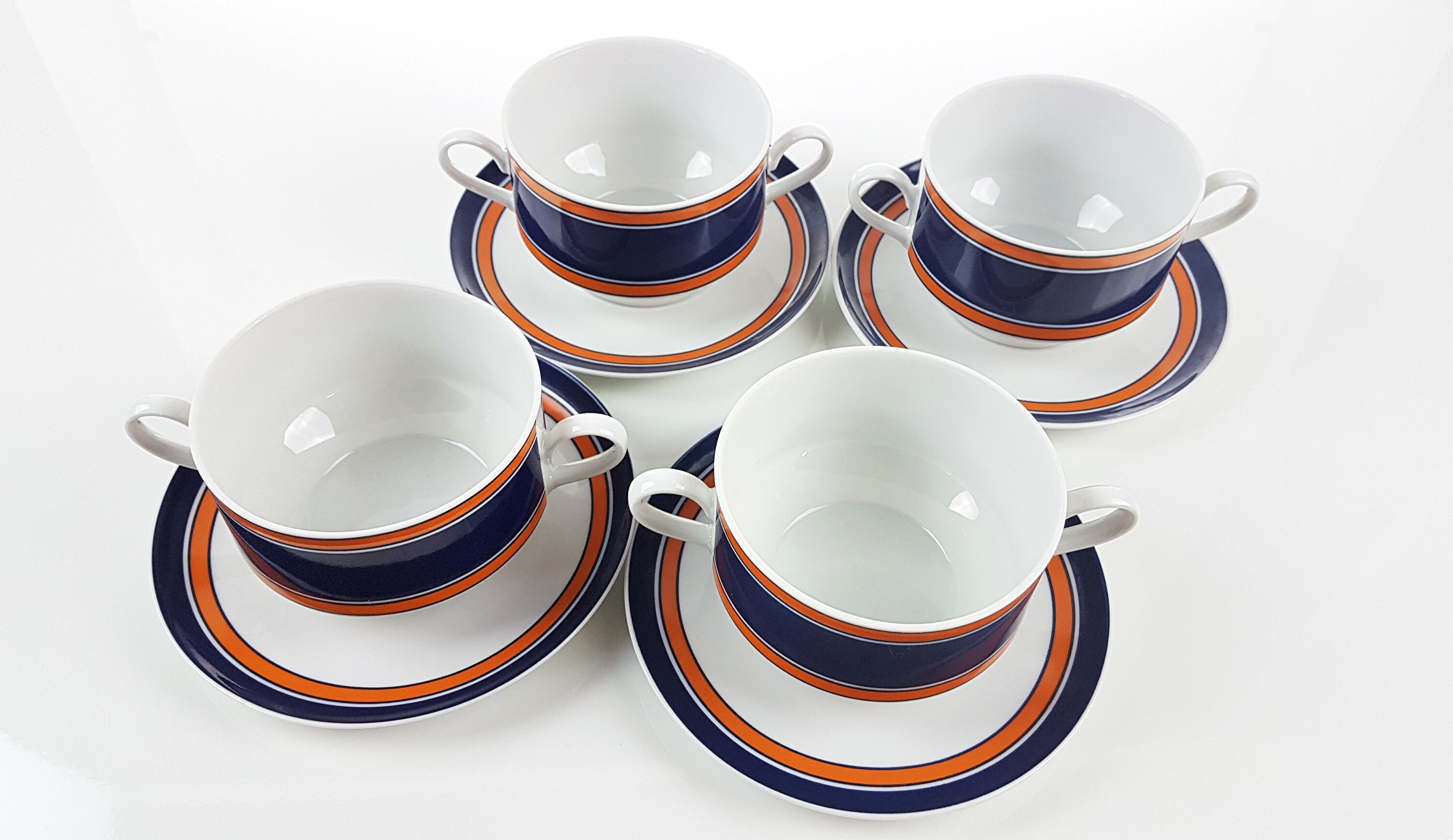 4 Soup Cups and Saucers Made of Porcelain Winterling RÖSLAU Etsy