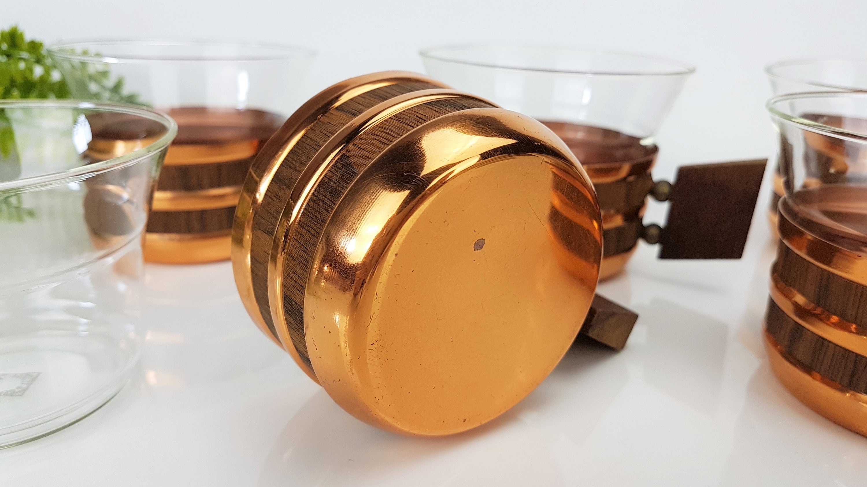 Mugs 6 Vintage Tea Glasses Tea Cups Tea Service 50s 60s Tea Set Copper