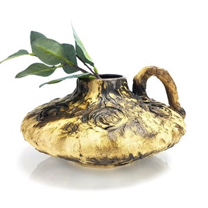 Große Vintage Studio Keramik Vase Handgemacht  Boho Bohemians Mid Century Vase  Ethno