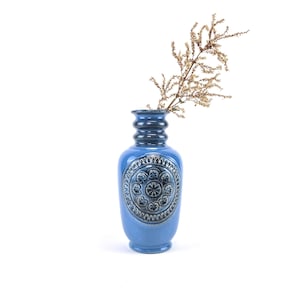 Large Jasba Vase Ceramic Flower Vase Mid Century Vintage West Germany 1960s Blue