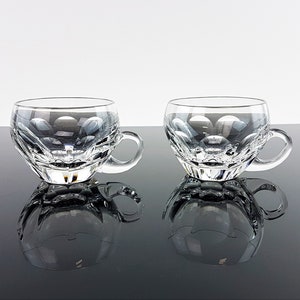 2 noble vintage glass cups lead crystal punch cups - set 70s