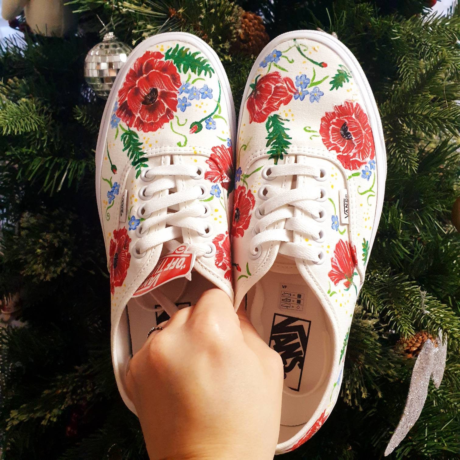 Clam In zoomen Knorrig Hand Painted Vans Poppies Forget-me-not on the Shoes Custom - Etsy