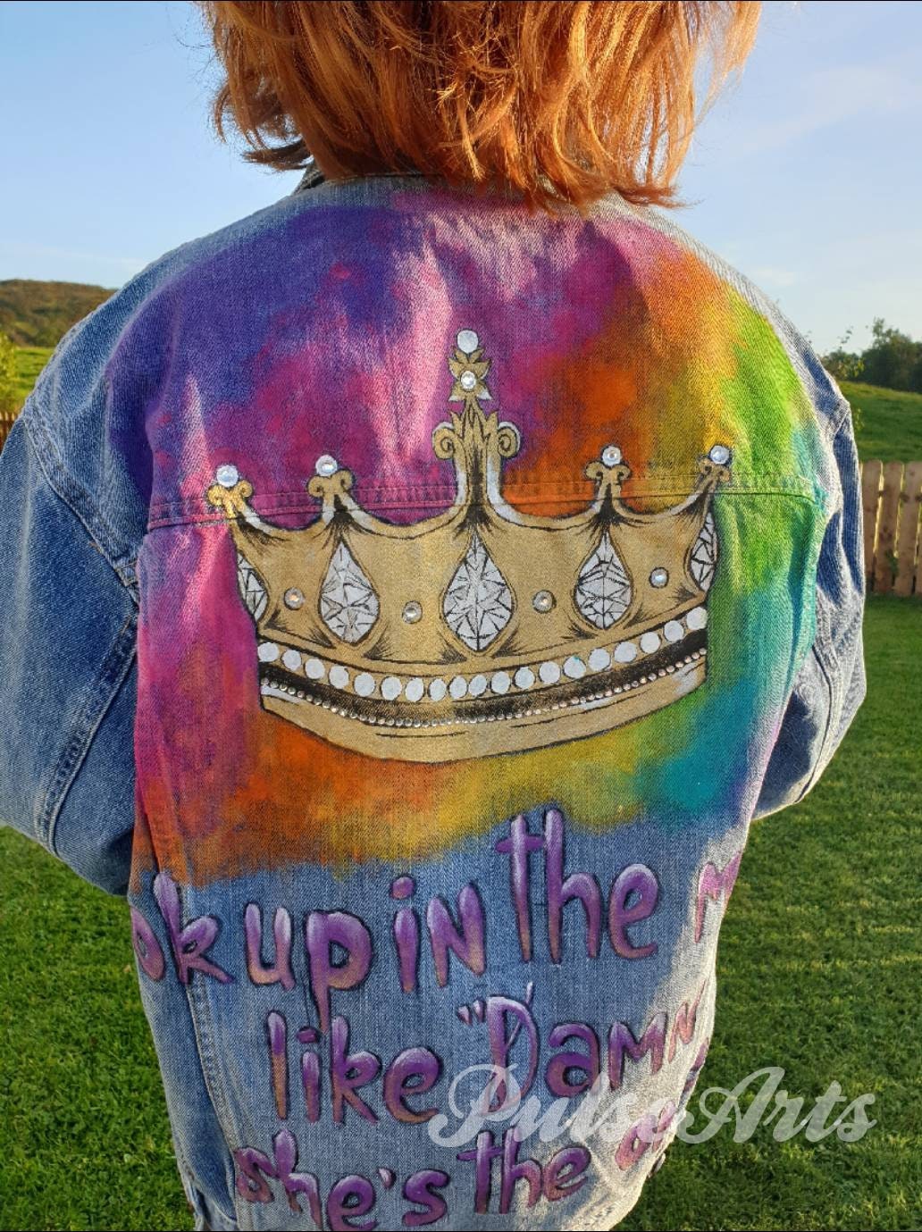 Custom Painted Jacket, Luxury Jacket, Rhinestones on Clothes, Bright ...