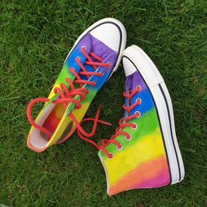 Hand Pinted Converse Tie Dye 90s on the Shoes Custom Painted Trainers Vans Converse Gift Idea Unique Shoes Painted Wedding Shoes Trainers