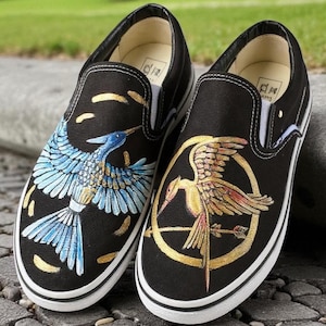 Individuell handbemalte Vans Schuhe | Einzigartige künstlerische Turnschuhe | Personalisierte Slip-On-Segeltuchschuhe | Benutzerdefinierte Bird Art Schuhe für Geschenk