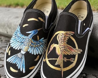 Individuell handbemalte Vans Schuhe | Einzigartige künstlerische Turnschuhe | Personalisierte Slip-On-Segeltuchschuhe | Benutzerdefinierte Bird Art Schuhe für Geschenk