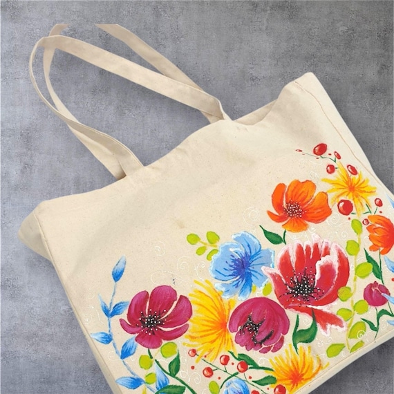 Hand painted tote bag hotsell