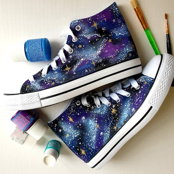 Galaxy High Top Trainers Canvas Painted Converse -