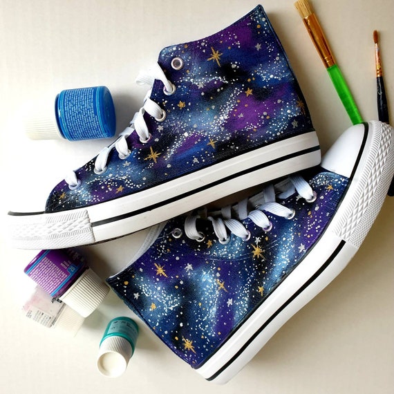 Galaxy High Top Trainers Canvas Painted Converse -