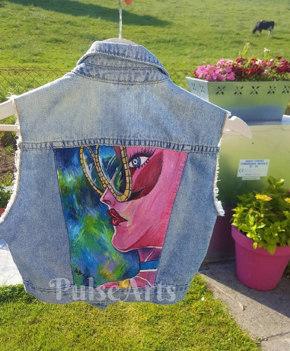 Hand Painted Denim Jacket Customised Jacket Denim Jacket Etsy