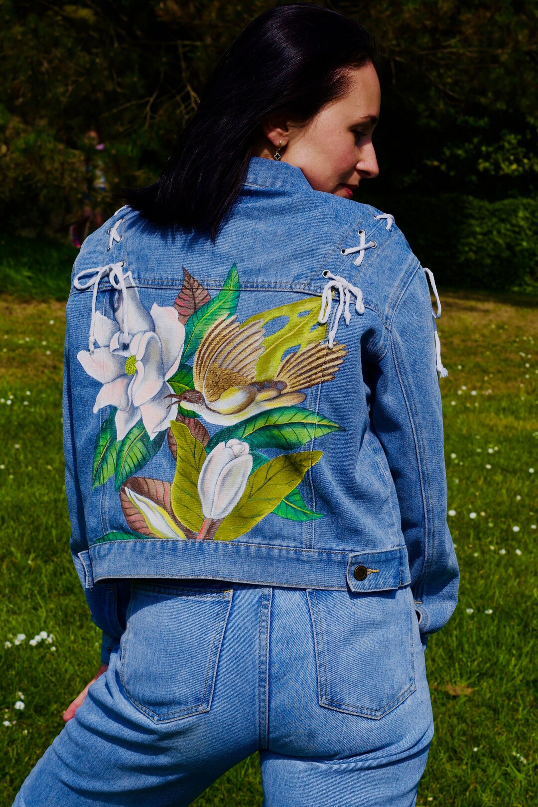 Flower Painting Artwork Eco-Friendly Bomber Jacket
