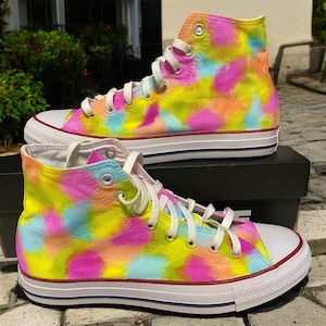 Colorful Painted Converse Custom Painted Converse Trainers Vans Any Picture Handpainted Personalised Converse for him her Personalized Gift