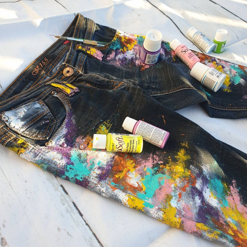 Blots on Jeans Paint Splatter Graffity Jeans Jacket Painted Jeans