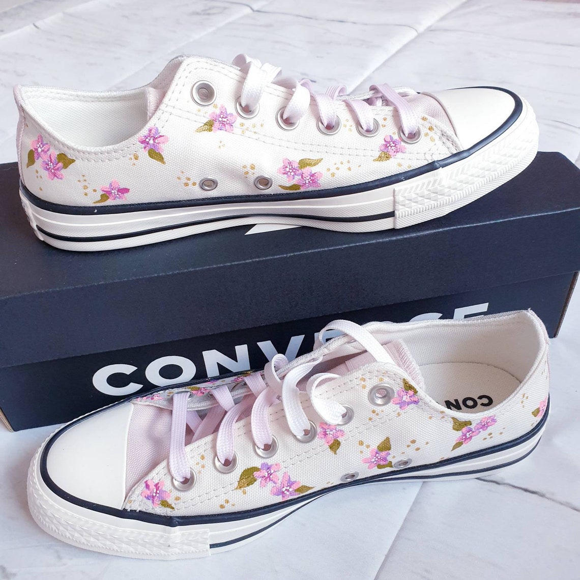 Custom Converse With Blossom Art Flowers on Trainers Painted Converse ...