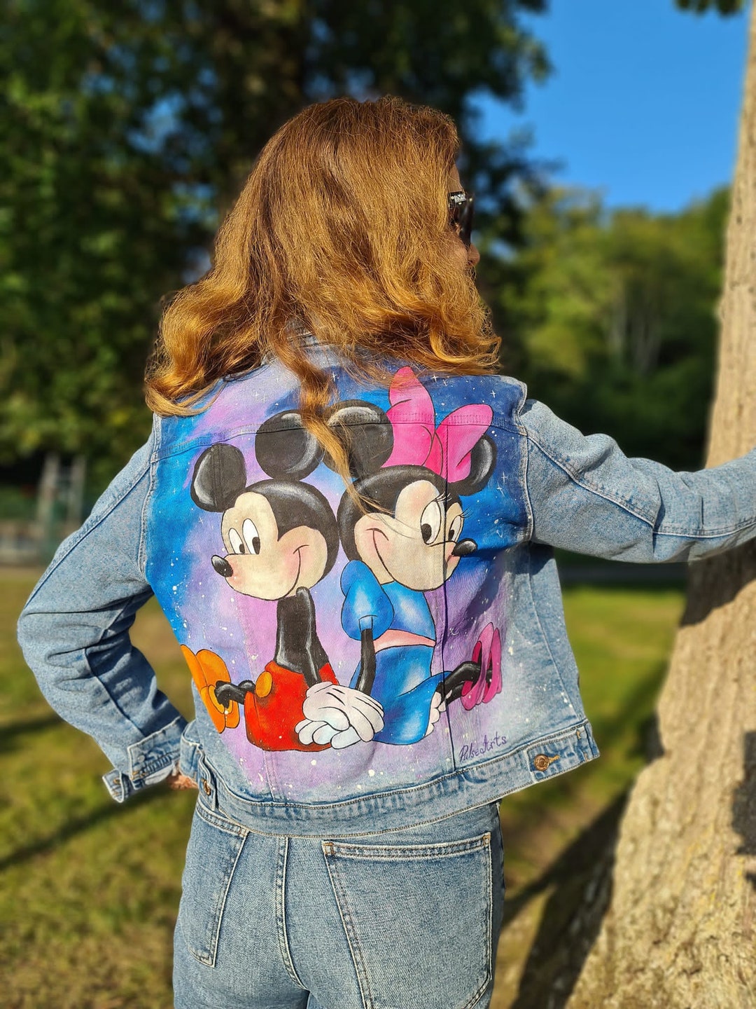 Mickie & Minnie Painted Jacket Disney Character Painted on the