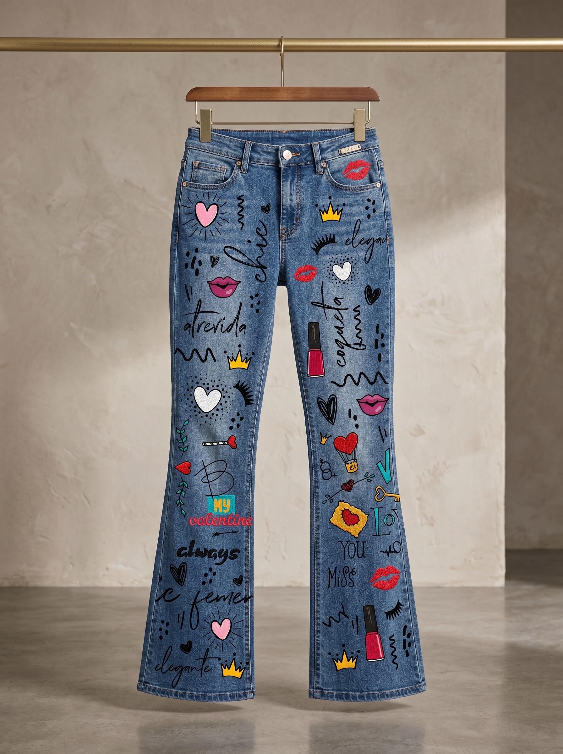 Painted flower jeans - Etsy 日本