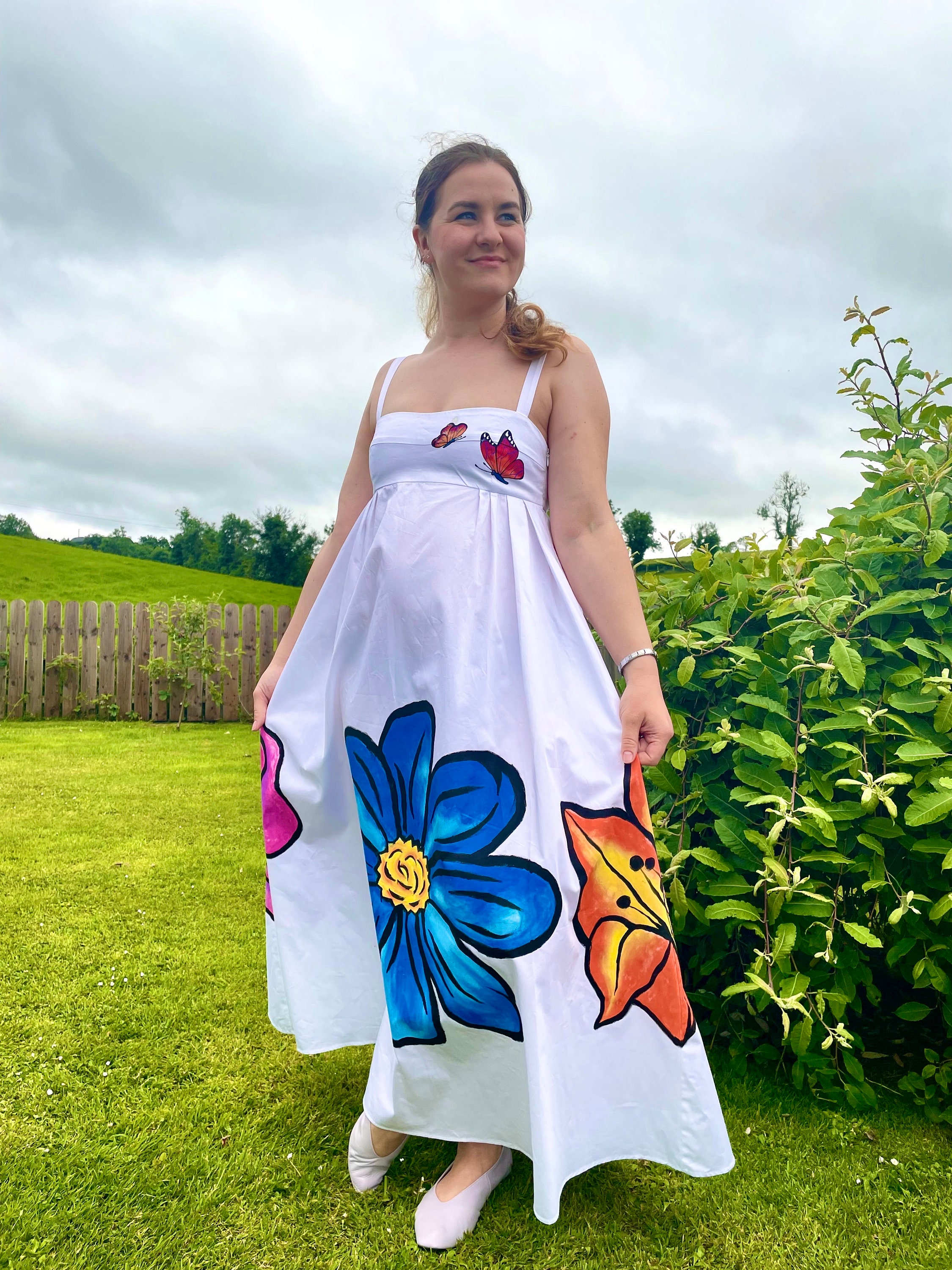 Vestidos mexicanos pintados a mano sale