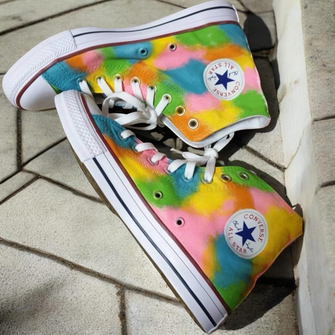 Hand-painted Converse Sneakers: Custom Colorful Design, Personalized ...