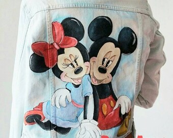 Mickie & Minnie Gemalt Jacke Disney Charakter Gemalt auf die Kleidung Benutzerdefinierte Jacke Jeans Individuell Bemalte Sweatshirt, Sortiert mit Mickie