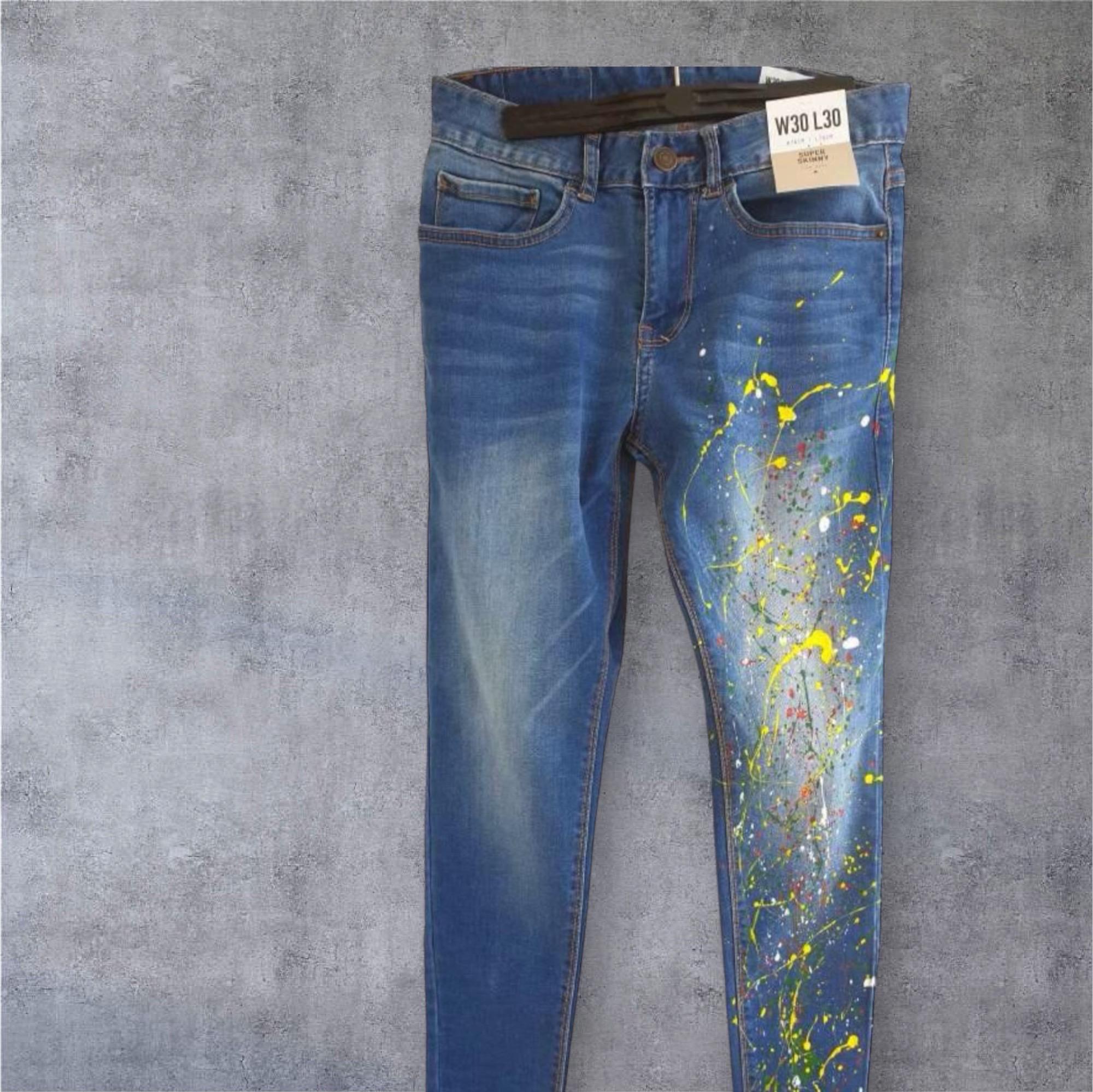 Splatter Men Jeans, Splatter Clothing, Artist Clothes