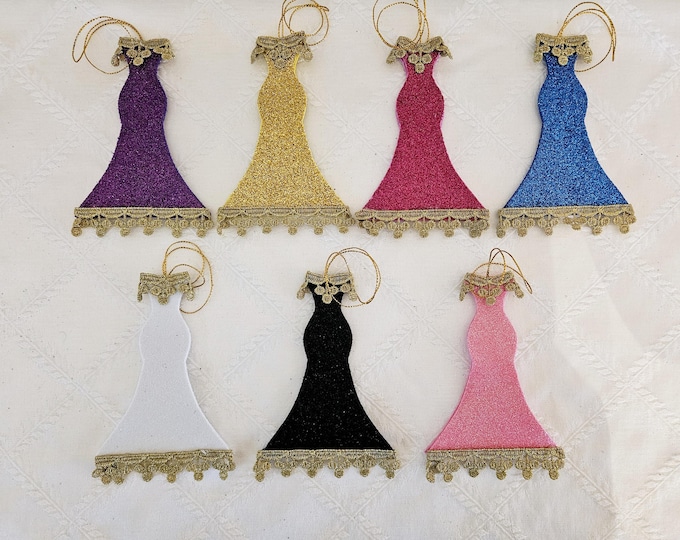 Limited Edition Handcrafted Glitter Dress Ornaments