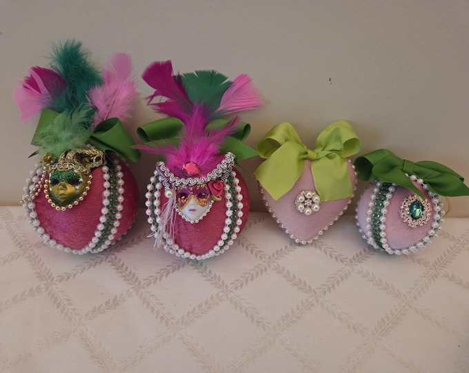 Individual Ornament in Pink and Green
