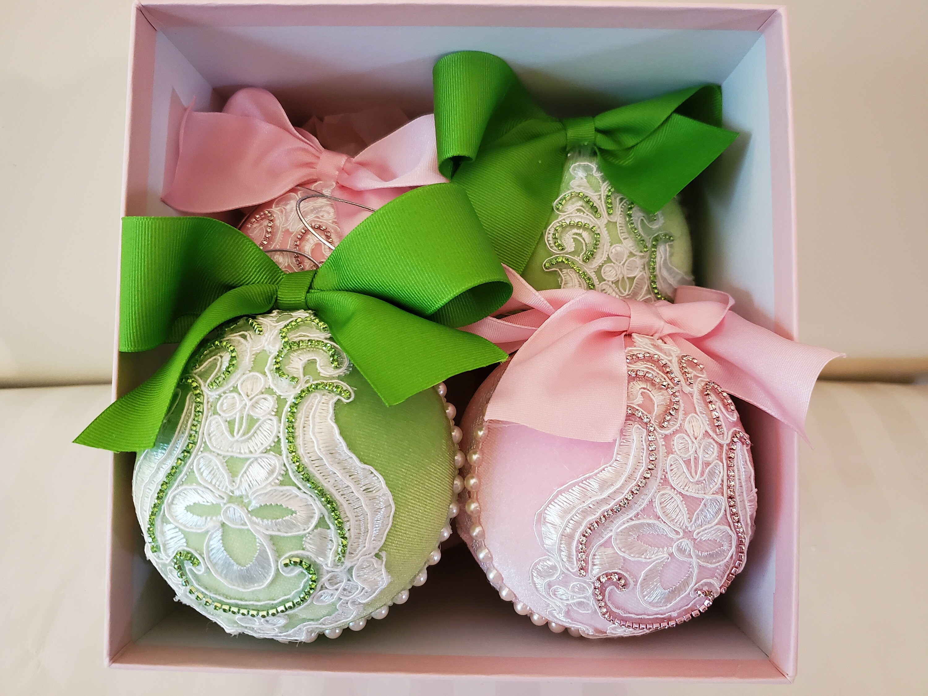 Pink And Green Christmas Ornaments 
