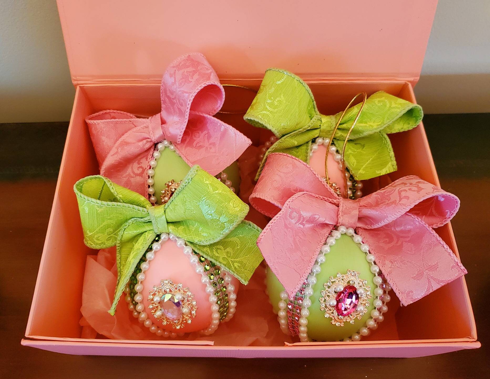 Pink And Green Christmas Ornaments 