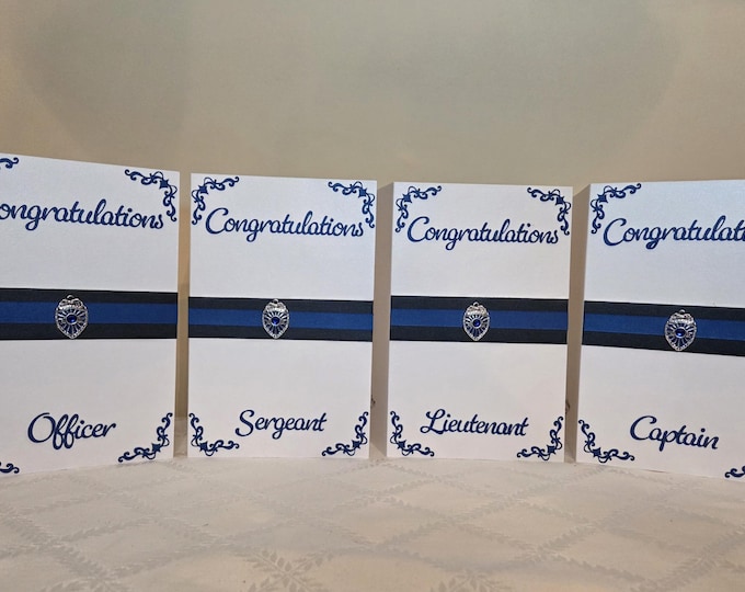Congratulations Officer, Sergeant, Lieutenant, or Captain Police Card in White