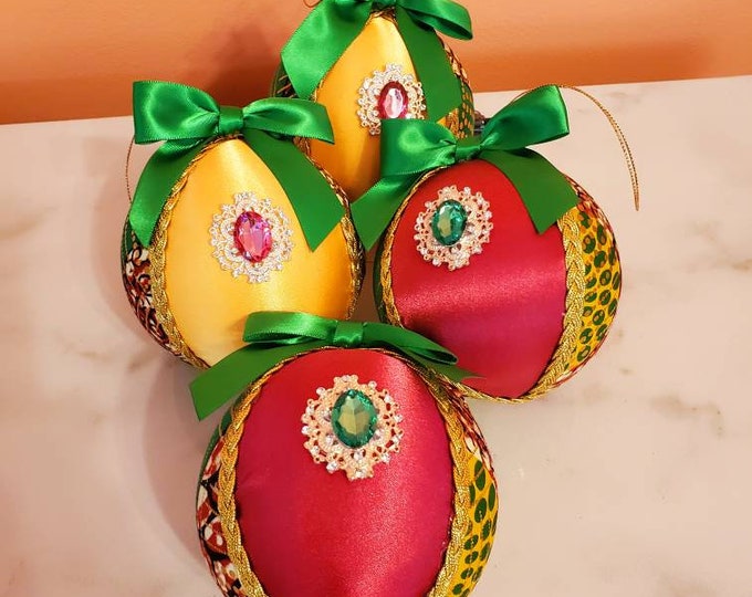 Limited Edition Set of Four Handcrafted Ankara  Ornaments