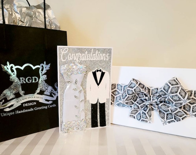 Congratulations Wedding Boutique Package in White and Silver Leaf