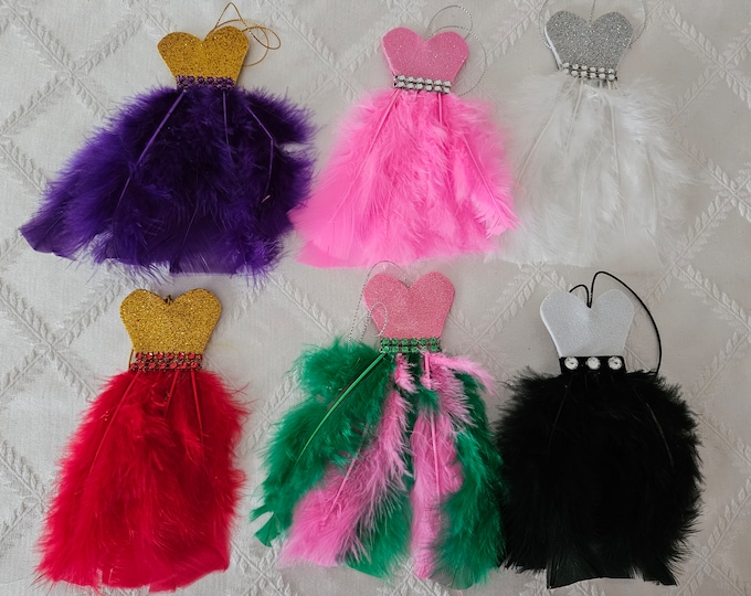 Limited Edition Handcrafted Feather Dress Ornaments