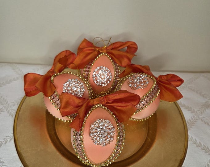 Peachy Keen Set of Four Handcrafted Christmas Ornaments