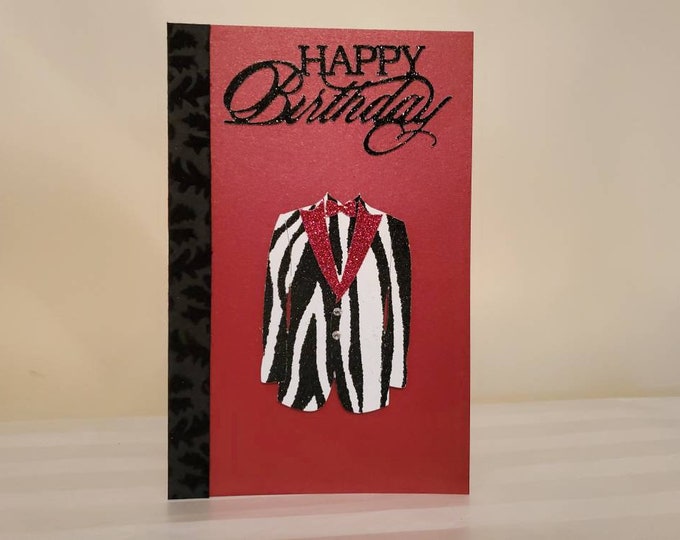 Crimson and Cream Zebra Print  Celebration Card