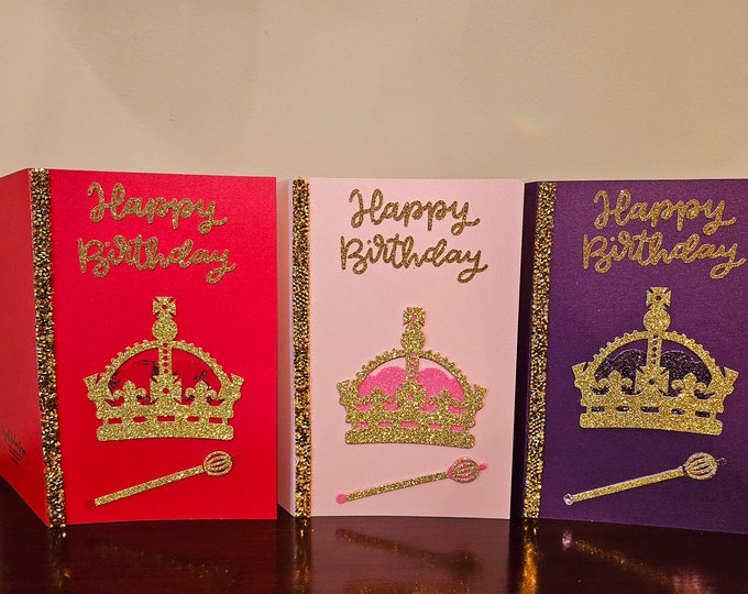 Gemstone Crown Happy Birthday in Gold