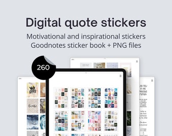 Digital stickers quotes, Goodnotes stickers bundle, Motivational stickers for planners, Inspirational cute stickers for Notability Noteshelf