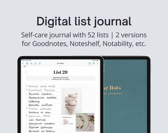 Digital guided journal prompts, List template bundle, Self care weekly journal, Self discovery workbook, Mindfulness writing journal digital