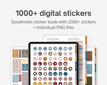 Digital sticker album for Goodnotes, Notability and Noteshelf. Colorful planner stickers for iPad. 1000+ pre cropped stickers + PNG files