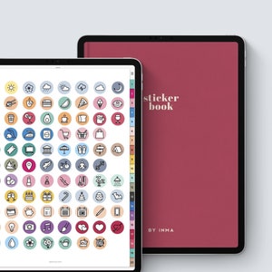 Digital stickers Goodnotes iPad planner. Sticker book with 800 pre cropped stickers + PNG. Digital planning functional stickers