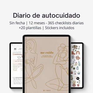 Digital self-care journal SPANISH, Self care stickers, Daily check in journal, Mindfulness journal iPad, Reflection planner Goodnotes